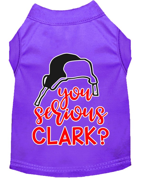 You Serious Clark? Screen Print Dog Shirt Purple XS